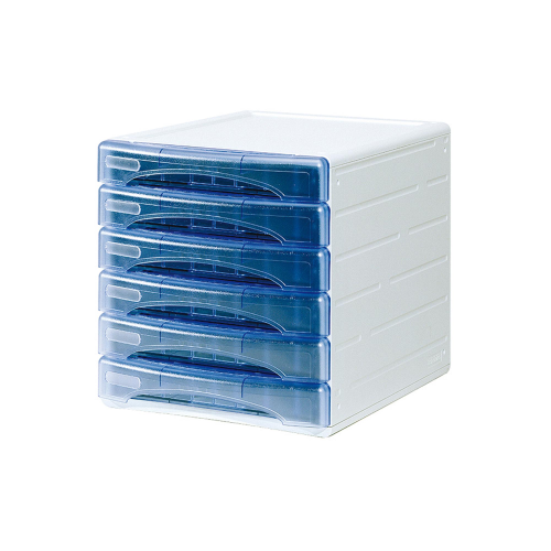 ARDA Olivia - Cassettiera - 6 cassetti - per A4, 265 x 335 mm - blu chiaro trasparente